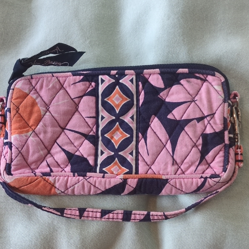 Vera Bradley Pink and Orange Patterned Wristlet